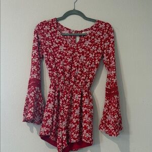 Hollister Red Floral Jumpsuit
